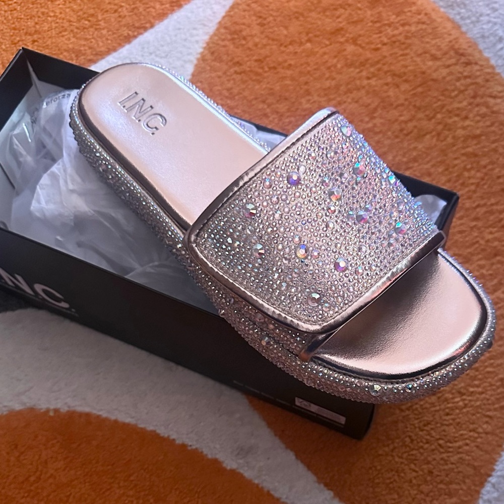 INC International Concepts Silver Embellished Sandals